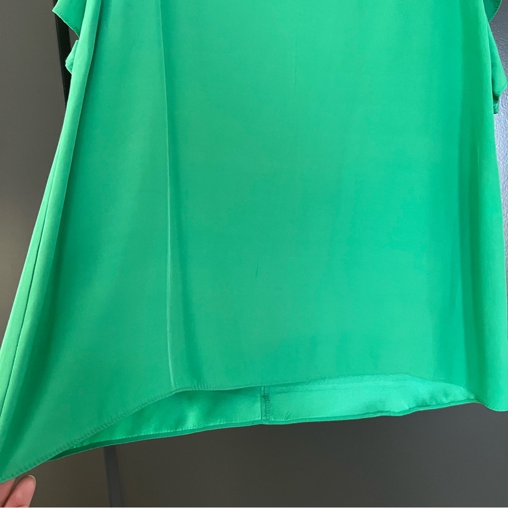 Britt Ryan Emerald Green Silk Blouse with Ruffle Sleeves | S - Picture 7 of 9